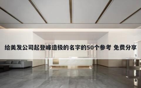 给美发公司起登峰造极的名字的50个参考 免费分享