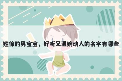 姓徐的男宝宝,好听又温婉动人的名字有哪些