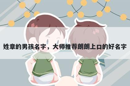 姓章的男孩名字,大师推荐朗朗上口的好名字