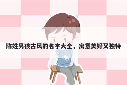 陈姓男孩古风的名字大全，寓意美好又独特