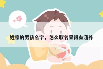 姓宗的男孩名字,怎么取名显得有涵养