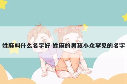 姓麻叫什么名字好 姓麻的男孩小众罕见的名字