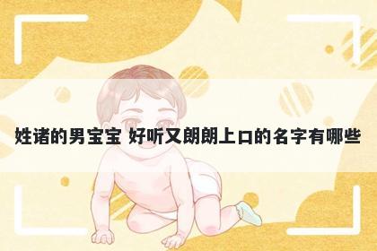 姓诸的男宝宝 好听又朗朗上口的名字有哪些