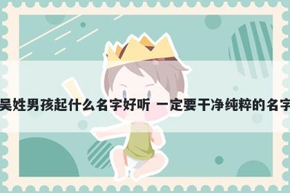 吴姓男孩起什么名字好听 一定要干净纯粹的名字