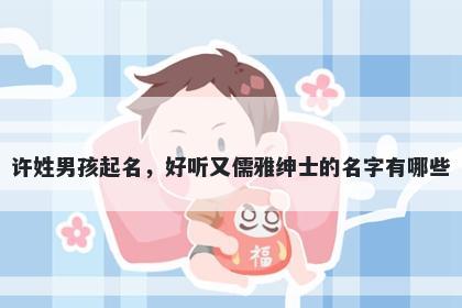 许姓男孩起名，好听又儒雅绅士的名字有哪些