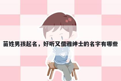 苗姓男孩起名,好听又儒雅绅士的名字有哪些