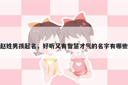 赵姓男孩起名，好听又有智慧才气的名字有哪些