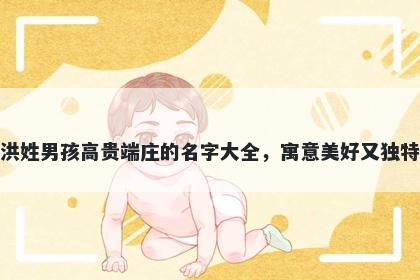 洪姓男孩高贵端庄的名字大全,寓意美好又独特