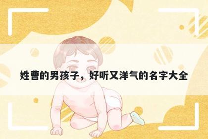 姓曹的男孩子，好听又洋气的名字大全