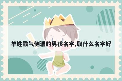 羊姓霸气侧漏的男孩名字,取什么名字好