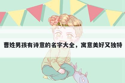 曹姓男孩有诗意的名字大全，寓意美好又独特