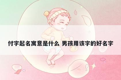 付字起名寓意是什么 男孩用该字的好名字