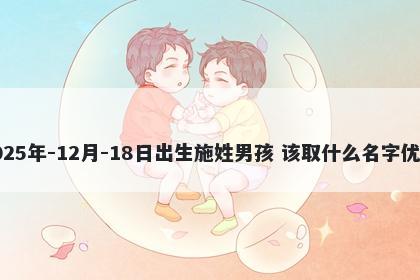 2025年-12月-18日出生施姓男孩 该取什么名字优美