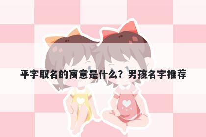 平字取名的寓意是什么？男孩名字推荐