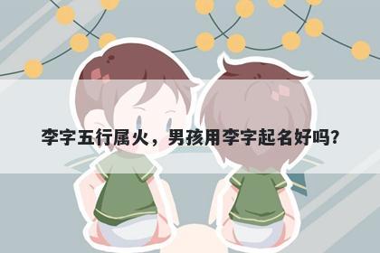 李字五行属火，男孩用李字起名好吗？