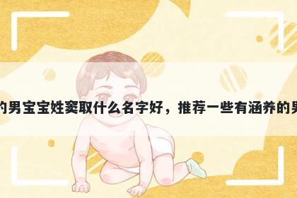 刚出生的男宝宝姓窦取什么名字好，推荐一些有涵养的男孩名字