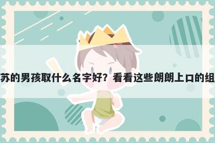 姓苏的男孩取什么名字好？看看这些朗朗上口的组合