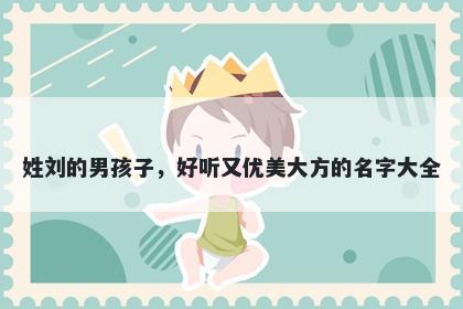 姓刘的男孩子，好听又优美大方的名字大全