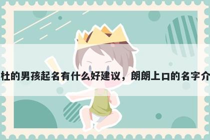 姓杜的男孩起名有什么好建议，朗朗上口的名字介绍