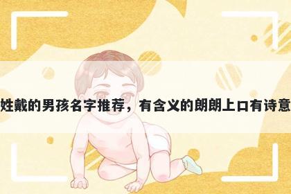 姓戴的男孩名字推荐，有含义的朗朗上口有诗意