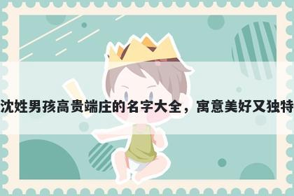 沈姓男孩高贵端庄的名字大全，寓意美好又独特