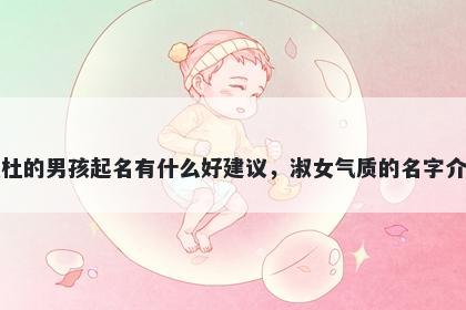 姓杜的男孩起名有什么好建议，淑女气质的名字介绍