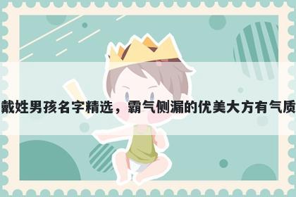 戴姓男孩名字精选，霸气侧漏的优美大方有气质