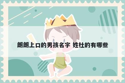 朗朗上口的男孩名字 姓杜的有哪些