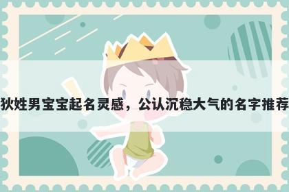 狄姓男宝宝起名灵感，公认沉稳大气的名字推荐