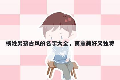 杨姓男孩古风的名字大全，寓意美好又独特