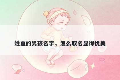 姓夏的男孩名字，怎么取名显得优美