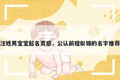 汪姓男宝宝起名灵感,公认前程似锦的名字推荐