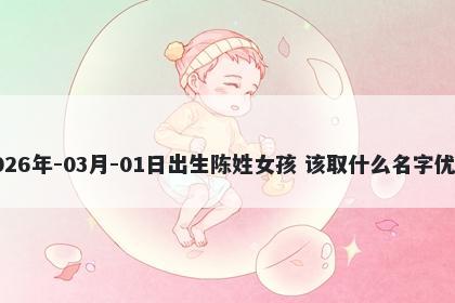 2026年-03月-01日出生陈姓女孩 该取什么名字优美