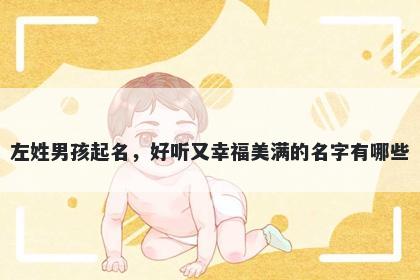 左姓男孩起名，好听又幸福美满的名字有哪些