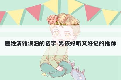 唐姓清雅淡泊的名字 男孩好听又好记的推荐