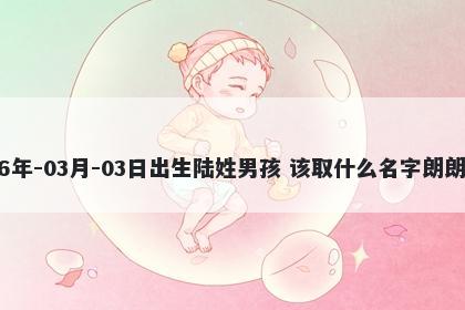 2026年-03月-03日出生陆姓男孩 该取什么名字朗朗上口