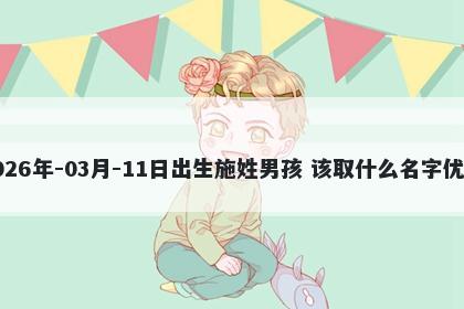 2026年-03月-11日出生施姓男孩 该取什么名字优美