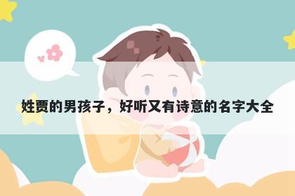 姓贾的男孩子,好听又有诗意的名字大全