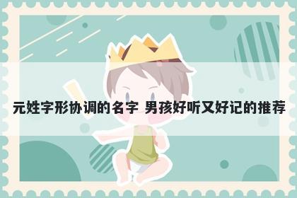 元姓字形协调的名字 男孩好听又好记的推荐