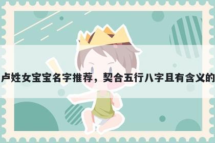 卢姓女宝宝名字推荐，契合五行八字且有含义的