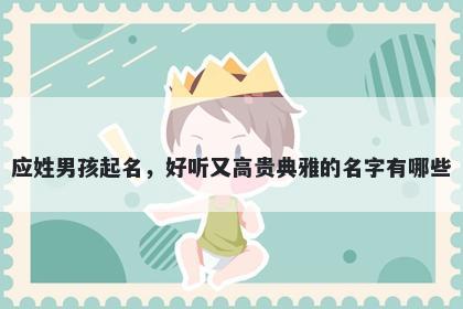 应姓男孩起名，好听又高贵典雅的名字有哪些