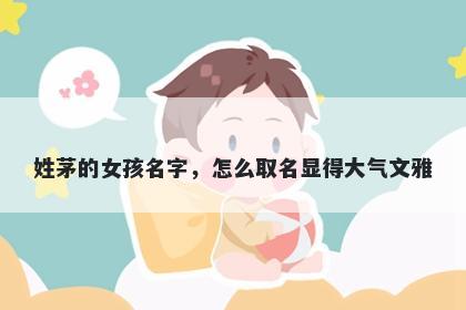 姓茅的女孩名字，怎么取名显得大气文雅