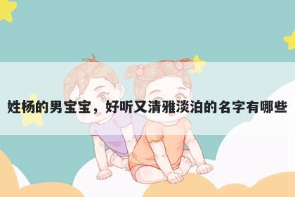 姓杨的男宝宝，好听又清雅淡泊的名字有哪些