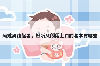 顾姓男孩起名，好听又朗朗上口的名字有哪些