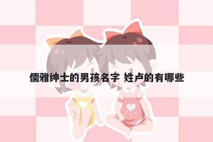 儒雅绅士的男孩名字 姓卢的有哪些