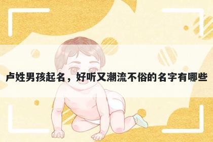 卢姓男孩起名，好听又潮流不俗的名字有哪些