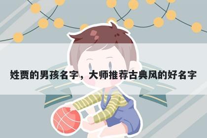 姓贾的男孩名字，大师推荐古典风的好名字