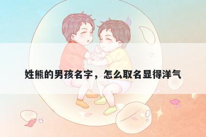 姓熊的男孩名字，怎么取名显得洋气