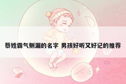 蔡姓霸气侧漏的名字 男孩好听又好记的推荐