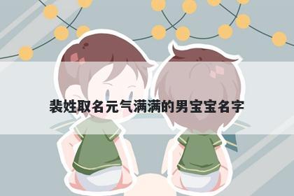 裴姓取名元气满满的男宝宝名字
